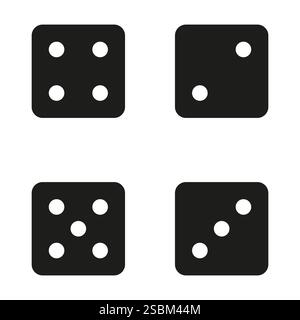 Würfelspiel-Symbol. Zufallssymbol. Vektorform für Spiele. Schwarz-weiß. Stock Vektor