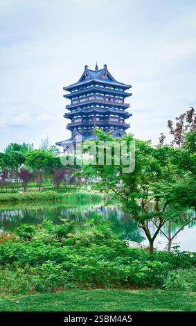 Dong'an Pavillon, Dong'an Lake Park, Chengdu, Sichuan, China Stockfoto