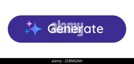 KI-Schaltfläche Design generieren Klicken Sie auf die Benutzeroberfläche für generative KI-Technologie für künstliche Intelligenz abgerundetes Bild, Videogenerator, Symbol blau Stock Vektor
