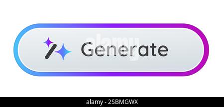 KI-Schaltfläche Design generieren Klicken Sie auf die Benutzeroberfläche für generative KI-Technologie für künstliche Intelligenz abgerundetes Bild Videogenerator Symbol Farbverlauf Farbe Stock Vektor
