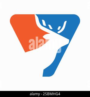 Initial Letter V Deer Logo Konzept mit minimaler Deer Head Symbol Vector Template Stock Vektor