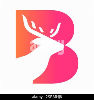 Initial Letter B Deer Logo Konzept mit minimaler Deer Head Symbol Vector Template Stock Vektor