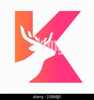 Initial Letter K Deer Logo Konzept mit minimaler Deer Head Symbol Vector Template Stock Vektor