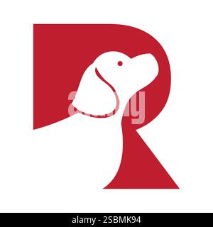 Initial Letter R PET Logo Konzept mit Hundekopf Symbol Vektorvorlage Stock Vektor
