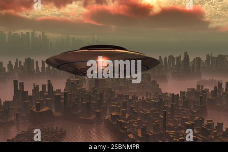 UAP über Eine Stadt Stockfoto