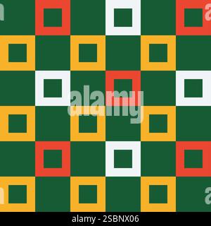 Nahtlos kariertes lineares Gittermuster für Weihnachten, Weihnachten und ein frohes neues Jahr. Quadrate in festlichen Farben mit geometrischem Design. Vektorhintergrund für Feiertage Stock Vektor
