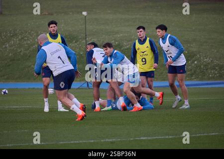 Marcoussis, Frankreich. Februar 2025. Nach seinem Sieg gegen Wales im Stade de France nimmt der XV Frankreich sein Training im CNR (National Rugby Center) in Marcoussis für das nächste Spiel gegen den XV der Rose in England am Samstag, den 8. Februar, wieder auf. Marcoussis, Frankreich am 3. Februar 2025. Foto: Jean Pierre Nguyen Van Hai Barbier/ABACAPRESS. COM Credit: Abaca Press/Alamy Live News Stockfoto