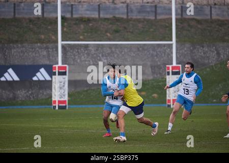 Marcoussis, Frankreich. Februar 2025. Nach seinem Sieg gegen Wales im Stade de France nimmt der XV Frankreich sein Training im CNR (National Rugby Center) in Marcoussis für das nächste Spiel gegen den XV der Rose in England am Samstag, den 8. Februar, wieder auf. Theo Attissogbe. Marcoussis, Frankreich am 3. Februar 2025. Foto: Jean Pierre Nguyen Van Hai Barbier/ABACAPRESS. COM Credit: Abaca Press/Alamy Live News Stockfoto