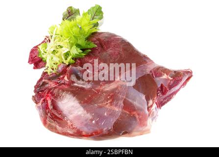 Rehe - Wildfleisch auf weißem Hintergrund Stockfoto