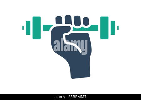 Fitnessstudio-Symbol. Symbolstil durchgehend. Hände, die die Hantel halten. Symbol für und Fitness. Vektor-Illustration für Gym-Elemente Stock Vektor