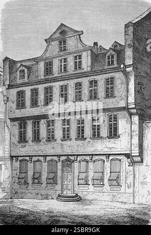 Goethe-Haus in Frankfurt am Main, großer Hirschgraben, Geburtsort, Reise, Hessen, Deutschland, historische Abbildung 1885, Europa Stockfoto