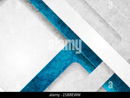 Blauer und hellgrauer abstrakter Hintergrund mit geometrischem Tech-Grunge. Vektor-Retro-Design Stock Vektor