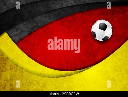 Fußball Grunge welliger Hintergrund mit Fußball, deutsche Flaggenfarben. Vektor-Sport-Design Stock Vektor