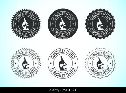Klinisch getestete Icon-Design-Illustration, klinisch bewährtes Etikettenzeichen Stock Vektor