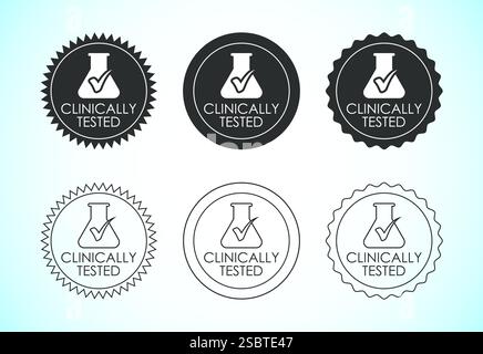 Klinisch getestete Icon-Design-Illustration, klinisch bewährtes Etikettenzeichen Stock Vektor