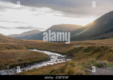 Sonnenuntergang in der Nähe der Fairy Pools, Isle of Skye, Schottland Stockfoto