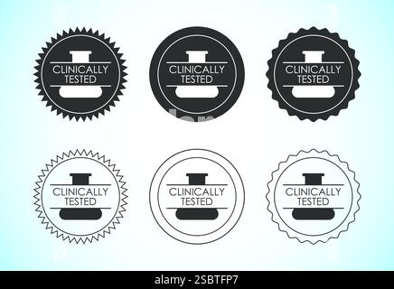 Klinisch getestete Icon-Design-Illustration, klinisch bewährtes Etikettenzeichen Stock Vektor