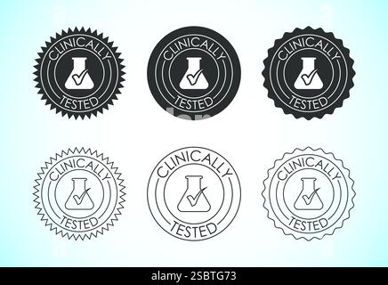 Klinisch getestete Icon-Design-Illustration, klinisch bewährtes Etikettenzeichen Stock Vektor