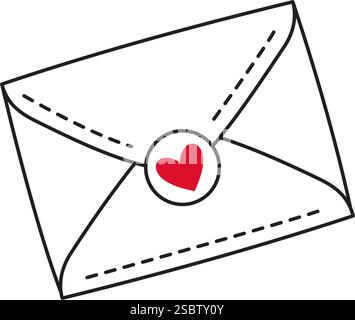 Umschlag mit Liebe Buchstaben Doodle Stil Hand gezeichnet trendy flache Stil Liebe isolierte Symbol der Liebe für Web Grafik Design Poster Tattoo Valentinstag Grußkarte Linie Kunst Vektor Illustration Stock Vektor