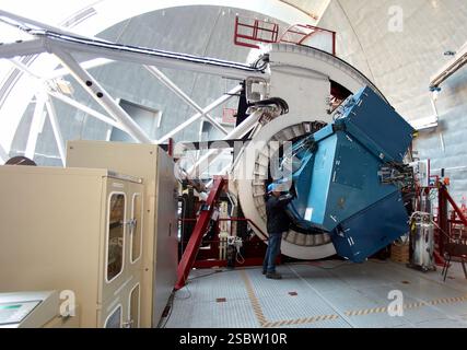 Ersetzung von Grismas in OSIRIS, Gran Telescopio CANARIAS GTC, Roque de los Muchachos Observatory, La Palma, Kanarische Inseln, Spanien Gran Telescop Stockfoto