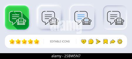 Symbol für die Lounge-Platzierung. Informationsschild für Möbel. Neumorphe Tasten. Vektor Stock Vektor