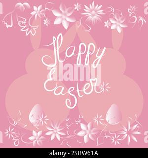 Grußkarte mit Osterhasen und Ostereiern Stock Vektor