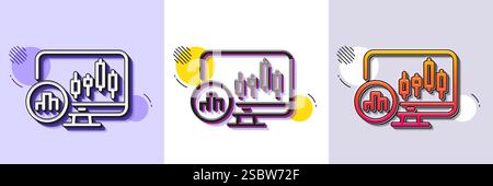 Symbol für Kerzendiagramm. Diagrammzeichen Analytics. Gepunktete Halbtonmuster. Vektor Stock Vektor