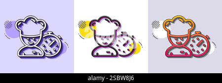 Symbol für die Zeitlinie des Küchenchefs. Schild für den Chefkocher. Gepunktete Halbtonmuster. Vektor Stock Vektor