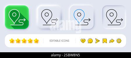 Symbol „Fahrtlinie“. Wegschild. Neumorphe Tasten. Vektor Stock Vektor