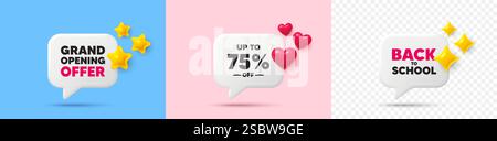 Bis zu 75 % Rabatt auf den Verkauf. Preisschild für Rabattangebot. Chat-Sprechblasen. Vektor Stock Vektor