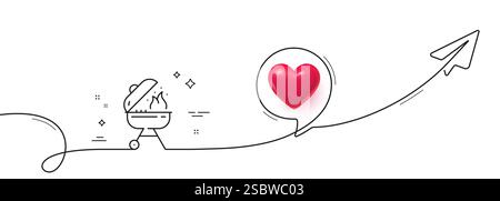 Symbol für die Grilllinie. Barbecue-Herd zum Kochen von Speisen Schild. Durchgehende Linie mit Ebene. Vektor Stock Vektor