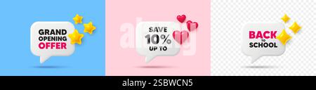 Sparen Sie bis zu 10 Prozent. Preisschild für Rabattangebote. Chat-Sprechblasen. Vektor Stock Vektor