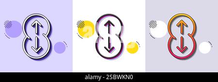 Zeilensymbol nach oben wischen. Bildlaufpfeilzeichen. Scrollen der Landingpage. Gepunktete Halbtonmuster. Vektor Stock Vektor