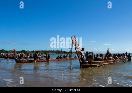 Waitangi, Neuseeland. Maori Waka Stockfoto