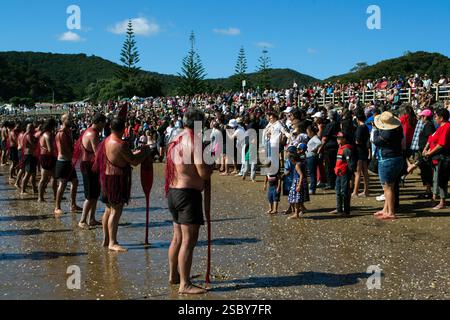 Waitangi, Neuseeland. Kapa Haka Stockfoto