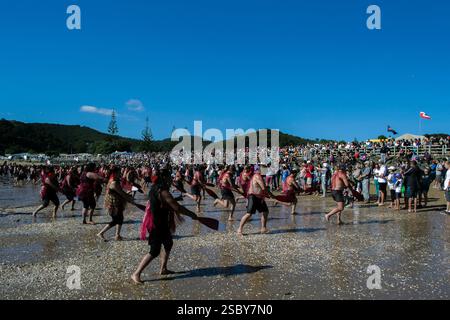 Waitangi, Neuseeland. Kapa Haka Stockfoto