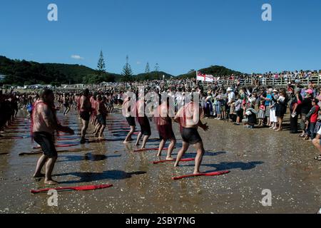 Waitangi, Neuseeland. Kapa Haka Stockfoto