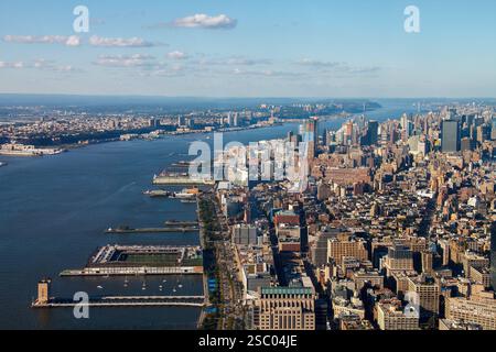 Die West Side Manhattan Hudson River Waterfront, New Jersey Hoboken, New York City Stockfoto