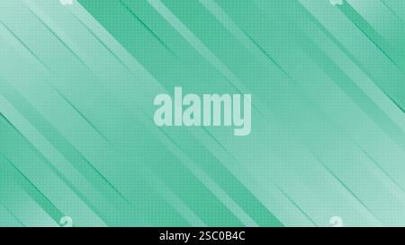 Ein leuchtend grüner Hintergrund mit diagonalen Streifen und einem gepunkteten Überzug. Perfekt für moderne Designs, Web-Header und Präsentationen. Stock Vektor