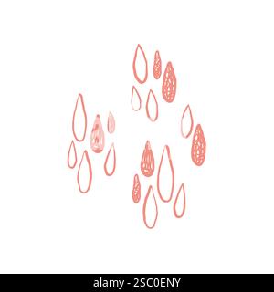 Satz handgezeichneter Umrisse von Tropfen. Silhouette. Kritzelvektor-Illustration, handgezeichnet. Stock Vektor