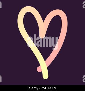 Verlaufsdarstellungen des Herzens. Moderne Bandformen, verflochtene Schlaufen, glatte Kurven. Perfekt für Valentinstag. Minimalistisches Design, abstrakte Romantik Stock Vektor