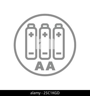 Vektorsymbol für AA-Batterietyp. Leitungsetikett für drei aa-Batterien. Stock Vektor