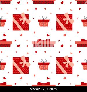 Valentinstag Geschenkboxen Vektor nahtloses Muster Stock Vektor