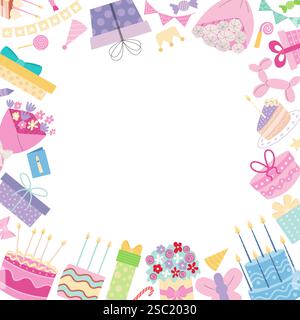 Rahmen mit Happy Birthday Elements Stock Vektor