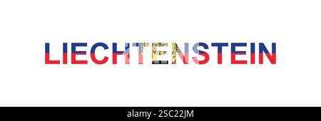 Buchstaben Liechtenstein im Stil der Landesflagge. Liechtenstein Wort im Stil der Nationalflagge. Vektorabbildung. Stock Vektor