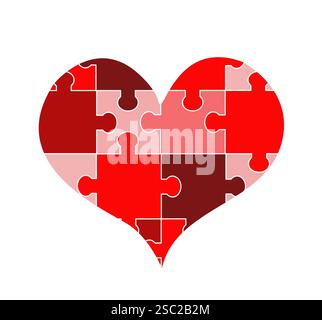 Vektor-Illustration mit Puzzle rote Liebesherzen Stock Vektor