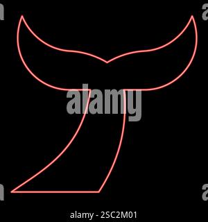 Neon Schwanz des Fischs rot Farbe Vektor Illustration Bild flach Stil Licht Stock Vektor