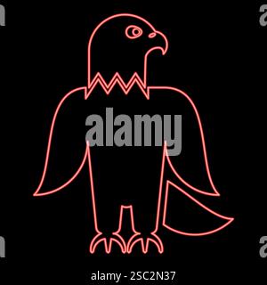 Neonadler Glatze amerikanischer Vogel Silhouette rote Farbe Vektor Illustration Bild flache Art Licht Stock Vektor