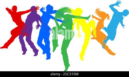 Tänzerinnen Silhouette Street Dance Posiert Silhouetten Stock Vektor