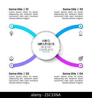 Infografik-Vorlage mit Symbolen und 4 Optionen oder Schritten. Kann für Workflow-Layout, Diagramm, Banner, webdesign verwendet werden. Vektorgrafik Stock Vektor